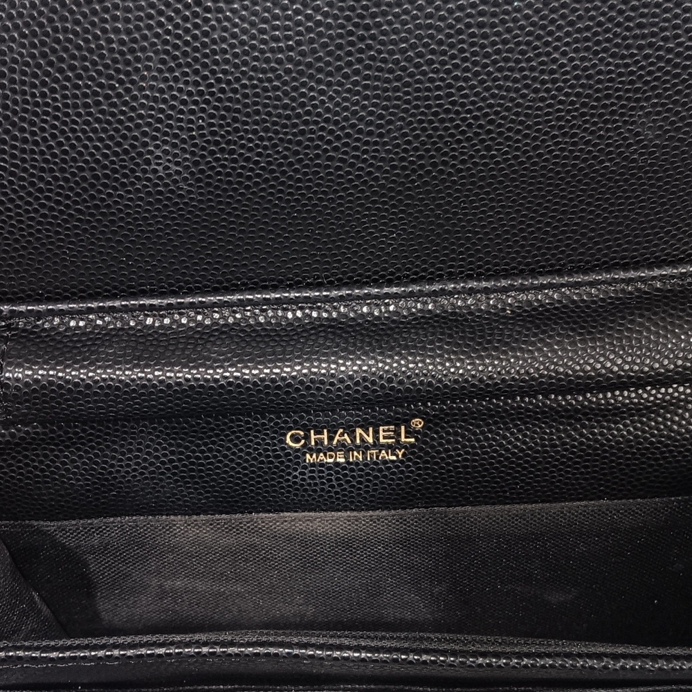 Chanel  Black Quilted Chain-Shoulder Bag with Gold Logo - Picture 4 of 5
